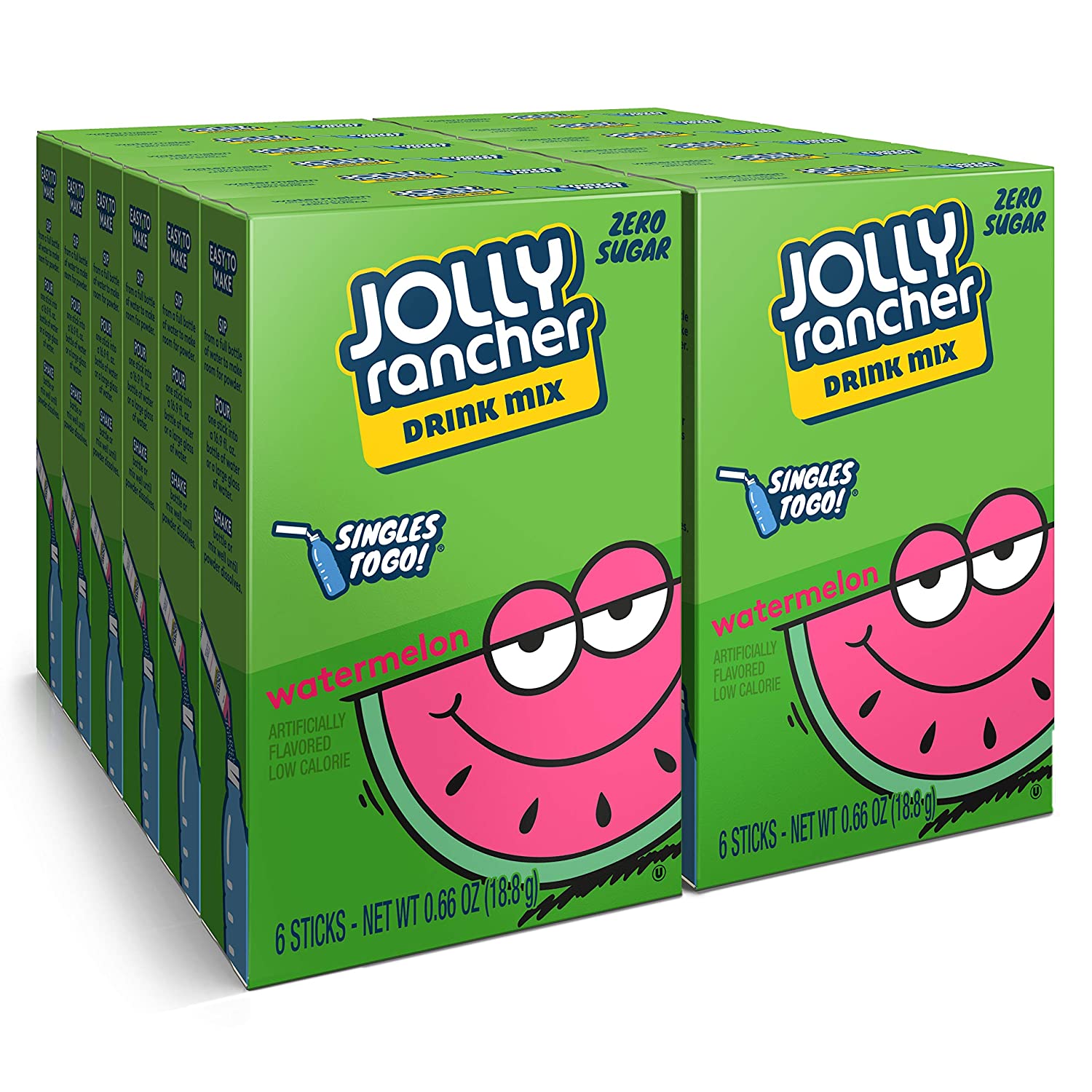 Jolly Rancher Singles To Go Powdered Drink Mix, Green Apple, 72 Total Servings, Sugar-Free Drink Powder, Just Add Water, 0.62 Ounce (Pack of 12) - Image 1